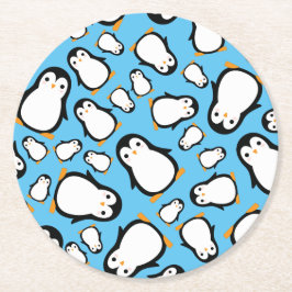 Penguin Cute Winter 1st Birthday Party Underlägg Papper Rund