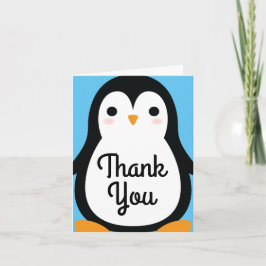 Penguin Cute Winter Tack 1:a födelsedagskort Kort