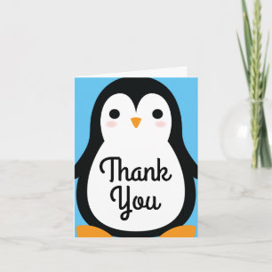 Penguin Cute Winter Tack 1:a födelsedagskort Kort