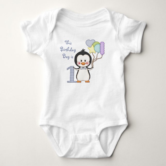 Penguin Cutie- Boy First Birthday T Shirt (Framsida)