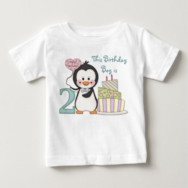 Penguin Cutie - Boy Second Birthday Tee Shirt (Framsida)