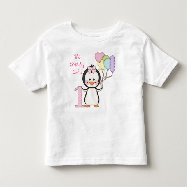 Penguin Cutie- Girl First Birthday Tee (Framsida)