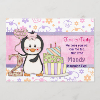 Penguin Cutie- Girl Second Inbjudningar