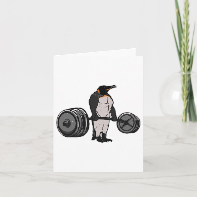 Penguin Deadlift Gym Weightlyftande Powerlift Kort (Framsida)