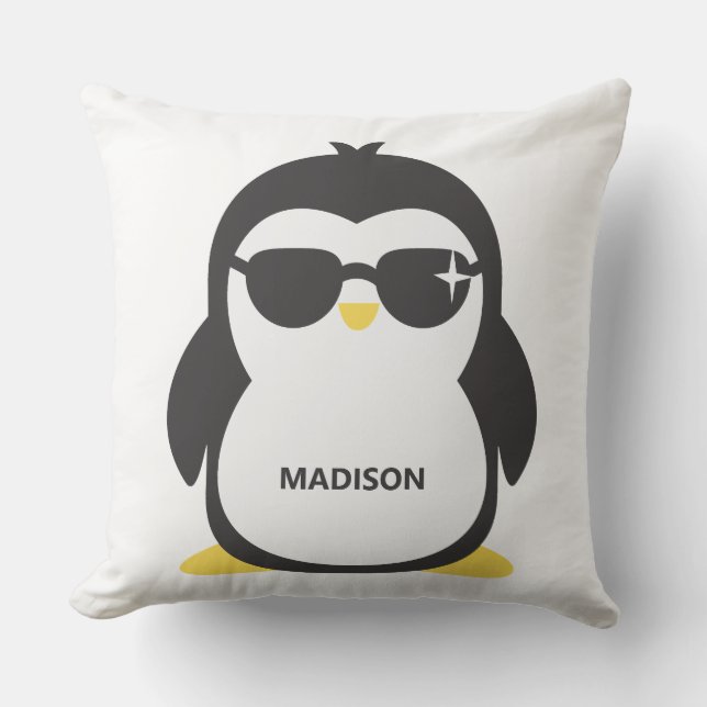 Penguin dekorativ kudde på coolan Anpassat namn (Framsida)