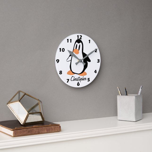 Penguin Design Personalised Rund Klocka (Kontor)