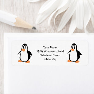Penguin design returadress etikett