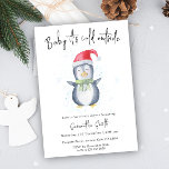 Penguin Det är Kallet utanför Winter Baby Shower Inbjudningar<br><div class="desc">Baby Shower-inbjudan som innehåller en bra vattenfärgspenguin. Vinterbabyskor. Arktiska Penguin-babyduschtema.</div>