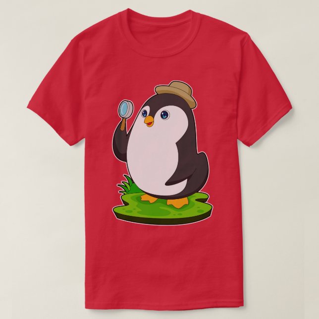 Penguin detektiv Förstoringsglas T Shirt (Design framsida)