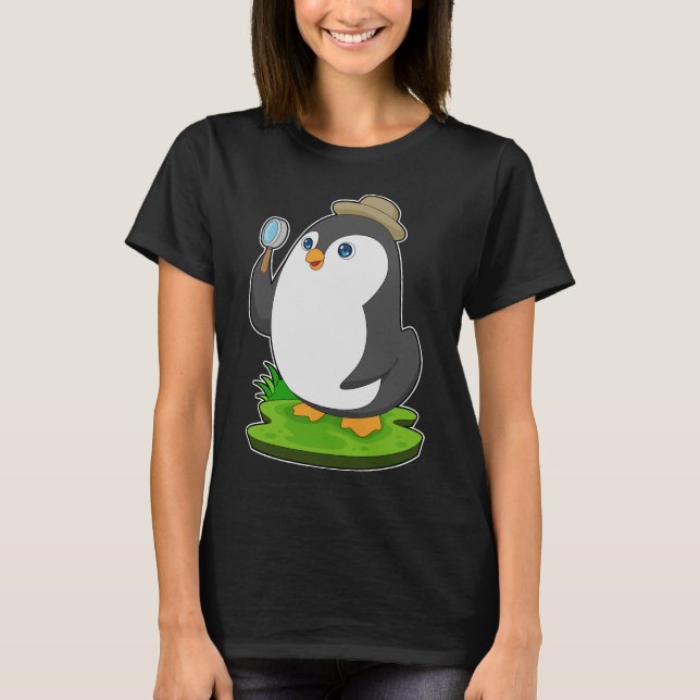 Penguin detektiv Förstoringsglas T Shirt (Framsida)