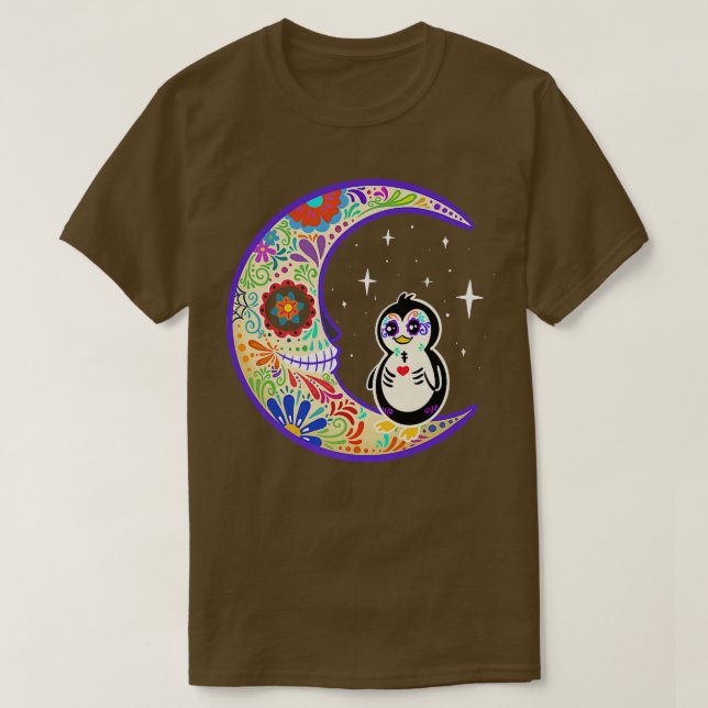 Penguin Dia de Los Muertos Skeleton  T Shirt (Design framsida)