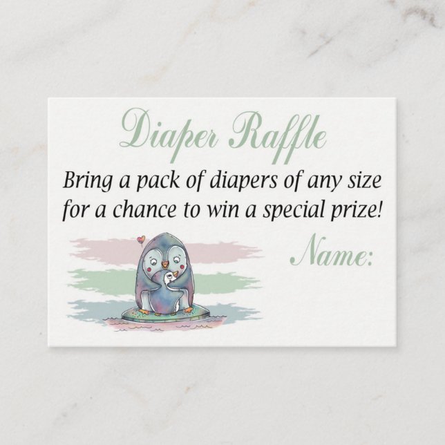 Penguin Diaper Raffle Biljett (Framsida)