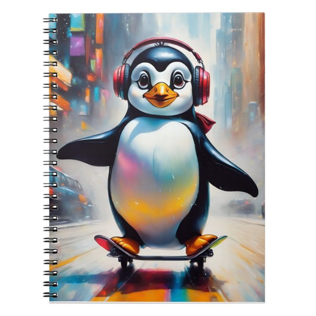 Penguin Digital Art Painting Coola Anteckningsbok (Framsidan)
