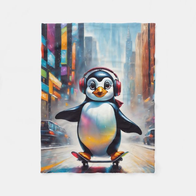 Penguin Digital Art Painting Coola Fleecefilt (Framsidan)