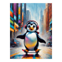 Penguin Digital Art Painting Coola