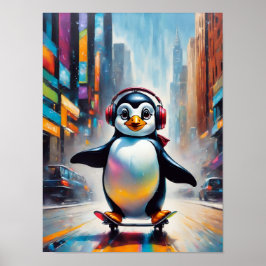 Penguin Digital Art Painting Coola Poster