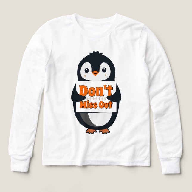 Penguin Don't Miss Out Throw Pillow T Shirt (Design framsida)
