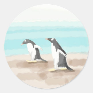 Penguin Duo Sticker Runt Klistermärke