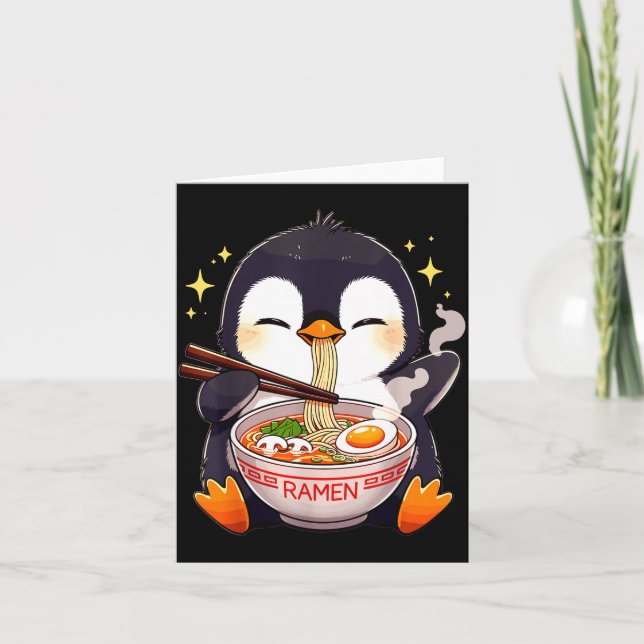 Penguin Eating Ramen  Kort (Framsida)