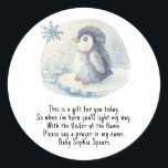 Penguin. Etikett för Prayer-ljus<br><div class="desc">Baby Shower-inbjudan med en söt vattenfärgspenguin baby. Vinterbabyskor. Arktiska Penguin-babyduschtema. Matchande objekt är tillgängliga.</div>