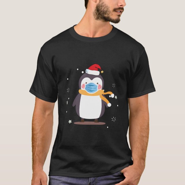 Penguin Face Santa Penguin T Shirt (Framsida)