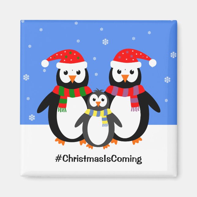 Penguin-familjen din textchristmas magnet (Framsidan)