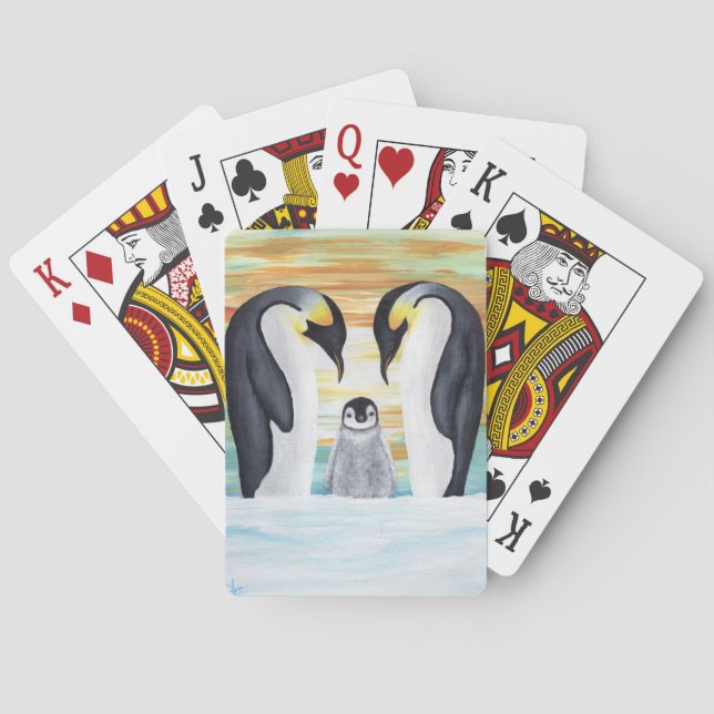 Penguin-familjen med Baby Penguin Casinokort (Baksidan)
