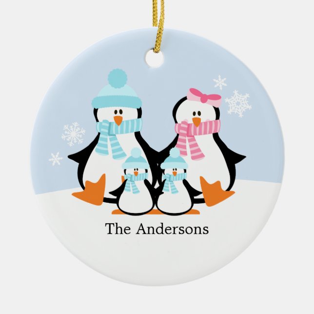 Penguin-familjen Ornaments Julgransprydnad Keramik (Framsidan)