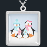 Penguin-familjen Silverpläterat Halsband<br><div class="desc">Anpassade.</div>