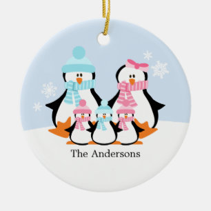 Penguin-familjens prydnadsföremål julgransprydnad keramik