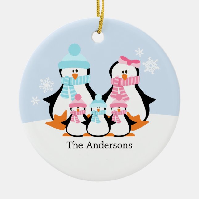 Penguin-familjens prydnadsföremål julgransprydnad keramik (Framsidan)
