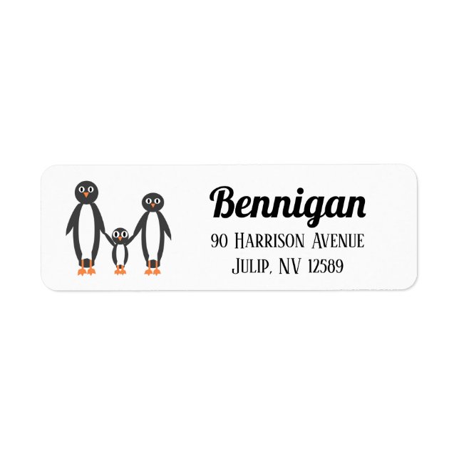 Penguin-familjens Returetiketter Returadress Etikett (Framsidan)