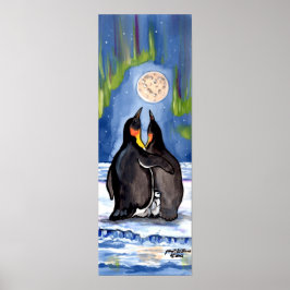 Penguin Family Chick Aurora Måne Romantic Poster