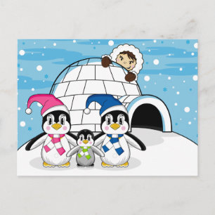 Penguin Family & Eskimo vykort