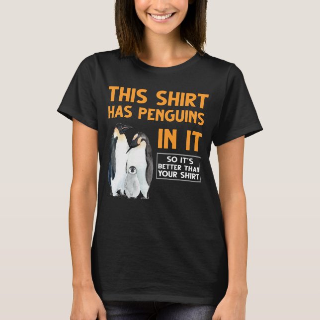Penguin Family Funny Penguins T Shirt (Framsida)