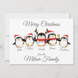 Penguin Family God jul Card Meddelande