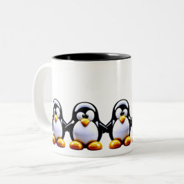 Penguin Family Holding Hands Två-Tonad Mugg