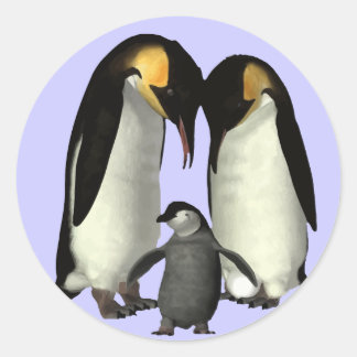 Penguin Family Sticker Runt Klistermärke