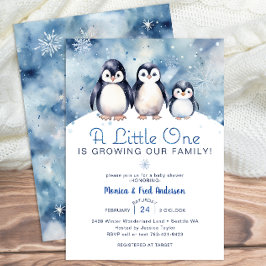 Penguin Family Winter Baby Shower Inbjudan