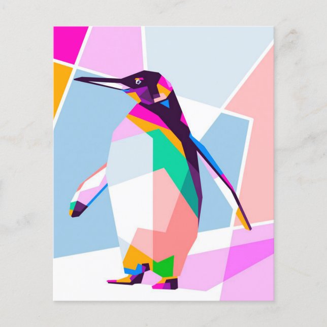 Penguin Färg Geometric | Art Gift (Framsida)