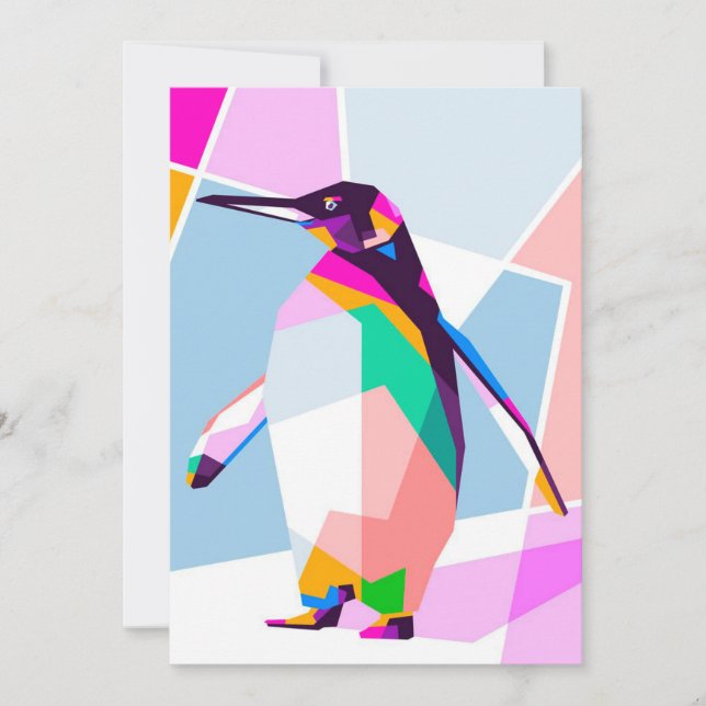 Penguin Färg Geometric | Art Gift Julkort (Framsida)