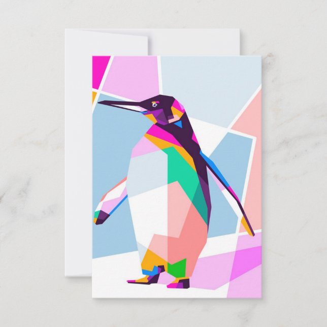 Penguin Färg Geometric | Art Gift OSA Kort (Framsida)