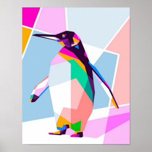 Penguin Färg Geometric Art Gift Poster