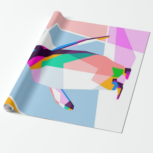 Penguin Färg Geometric | Art Gift Presentpapper (Utrullad)