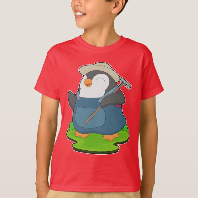 Penguin Farmer Rake T Shirt (Framsida)