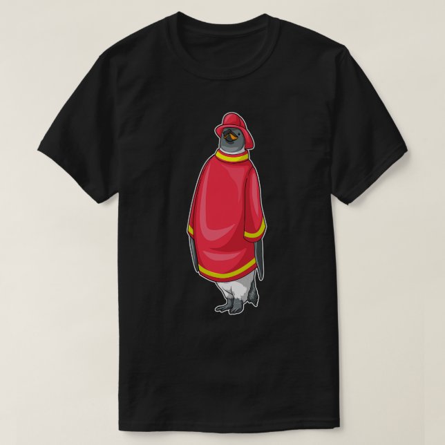 Penguin Firefighter Fire Department T Shirt (Design framsida)