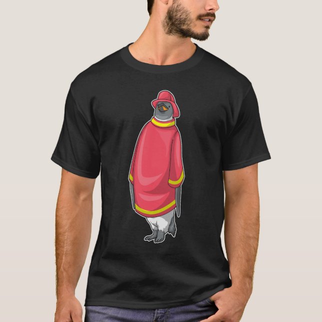 Penguin Firefighter Fire Department T Shirt (Framsida)