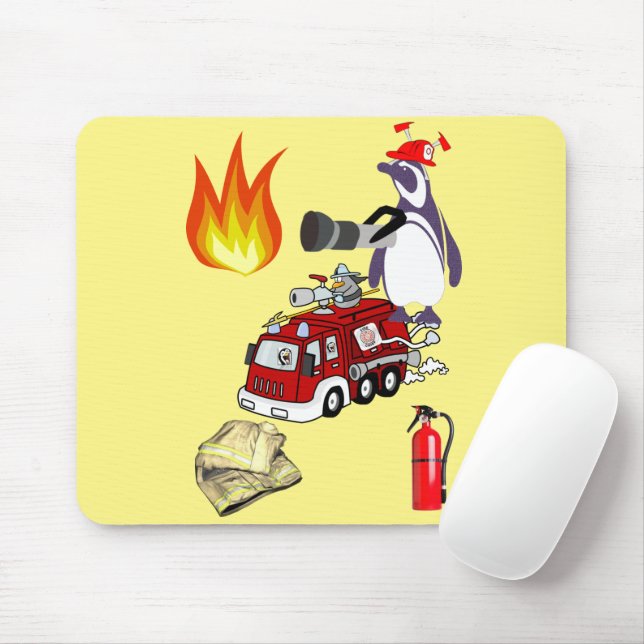 Penguin Fireman Mouse Pad! Muspets Musmatta (Med mus)