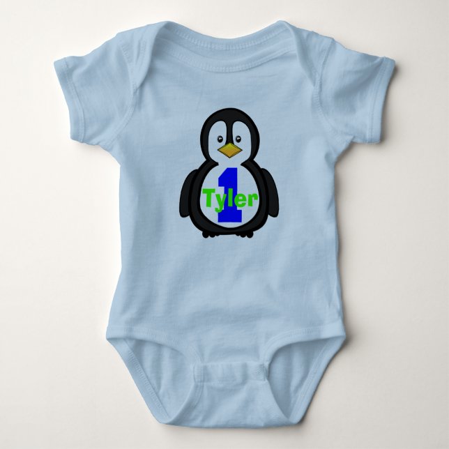 Penguin First Birthday Boy Shirt Tröja (Framsida)