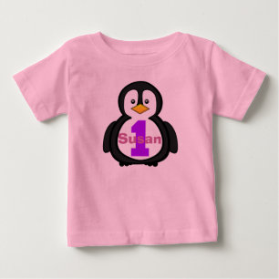 Penguin First Birthday Girl Shirt Tee Shirt